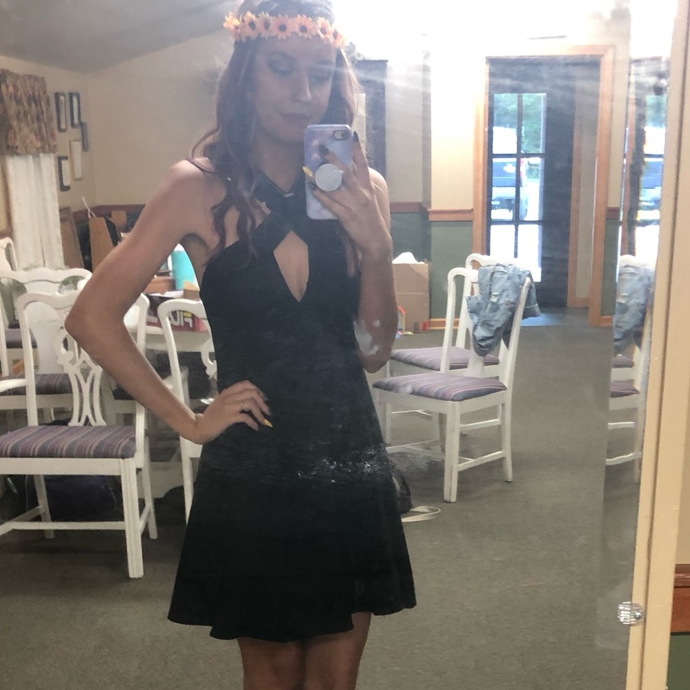 Lulu black skater skirt style bridesmaid dress